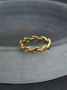 1pc Men's Stainless Steel Leaf Design Ring