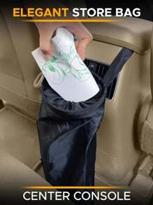 1/2pcs Universal Fit Portable Trash Canl Foldable Car MountedStorage Bag, Multi-Functional Polyester Fiber Portable TrashCan Organizer With Wide Top Opening Vent, Universal Fit ForVehicle Use