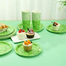 10/20/40pcs,Turtle Party Plates Turtle Theme Birthday Party Supplies Disposable Turtle Party Paper Plates And Cups,Green Sea Turtle Dessert Plates Tableware For Teen Party Decorations - Multicolor - View 3
