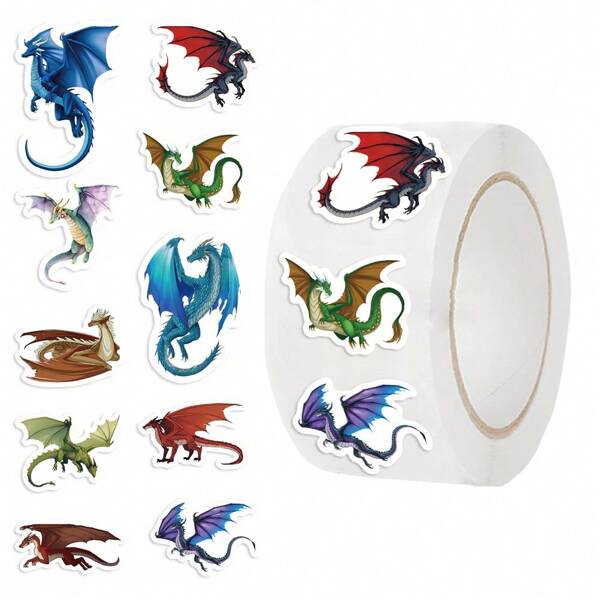 500Pcs Dragon Stickers Roll Dragons Merch Dragons Gifts Animal Stickers Dragon Toys Dragon Party Decoration Vinyl Waterproof Stickers Aesthetic Laptop Sticker Pack Skateboard Stickers Water Bottle Stickers Notebook Stickers