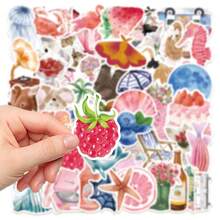 50pcs Watercolor Doodle Sticker Pack, Personalized Sticker For Scrapbooking, Skateboard, Helmet, Water Bottle, Guitar, Phone Case, Notebook, Computer, Gift,School Supplies,Back To School