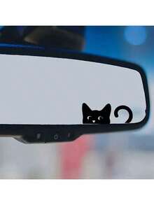 2/5/10pcs Creative Peeping Cat Stickers Mini Cat Stickers Car Rearview Mirror Laptop Decals - Black - View 1