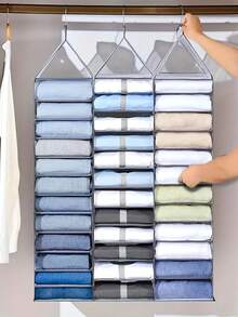 1pc PVC Hanging Garment Storage Bag, For Organizing Clothes And Pants In Wardrobe