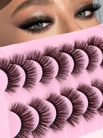 7 Pairs Fluffy, Soft, Thick False Eyelashes, Skin-Friendly, Non-Irritating Makeup Eyelashes, Reusable, Suitable For Eyelash Extension