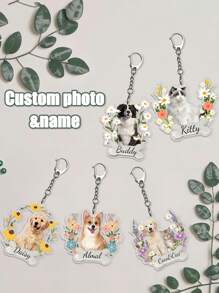 1 pezzo Portachiavi con ritratto personalizzato di animale domestico cane/gatto, in materiale PC (policarbonato), adatto per tutte le stagioni, regalo di Natale, San Valentino, Capodanno cinese, durevole, inciso, in acciaio inossidabile, colorato, carino, adorabile, divertente, kawaii, stile Y2K, unisex, casual, personalizzato, unico, regali ideali per lui, studenti di scuole medie, superiori, università, matricole, secondo anno