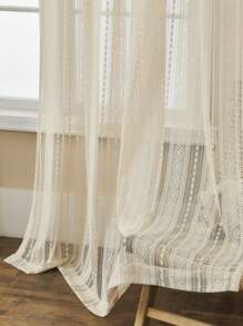 1pc French Retro Delicate Hollow-Out Sheer Curtain, Artistic Atmosphere, Translucent But Not See-Through, For Living Room, Balcony, Bay Window