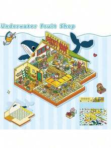 5-In-1 Undersea Series 3D Sticker Set, Multi-Layer Large Size Sticker Kit Includes Tweezers, Adorable Super Complex 3D Miniature Stickers (3pcs Stickers + 1pc Scene Card), Cartoon Simulation Operation, More Detailed Scene Craft Stickers, Creative 3D Stereo Micro Scene Collage, Cute Stress Relief DIY Sticker Painting, Intellectual Small House Decor Stickers, No Cutting Scene Stickers, 3D Layered Stereo Small House Stickers - Multicolor - View 5