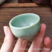 1pc Natural Crystal Jade Bowl, Kung Fu Tea Bowl, Crystal Healing Water Cup, All Handmade, Can Be Used For Home Tabletop Decoration, Reiki Meditation Tea Set, Suitable For Family Gifts, Christmas And Various Holiday Party Gifts, Crystal Gifts