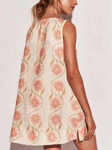 Robes droites décontractées d'été pour femmes avec imprimé floral, col rond et sans manches, style pop-up, confortables pour les vacances
