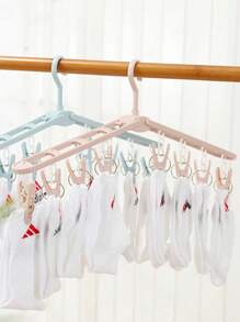 1pc Collapsible Hanging Clothes Drying Rack With Clothespins, Multi-Functional, Suitable For Travel & Back To School, Foldable For Storage