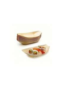50pcs Disposable Paper Boats, Sushi Wooden Paddle Boat Snack Chips Packaging Box, Perfect For Outdoor, Party, Picnic, Camping, Wedding, Celebration, Food Paper Container Dip Sauce Wooden Boat Box Ideal For Disposable Party Tableware