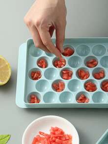 Multifunctional Silicone Ice Cube Mold - Suitable For Chocolate, Coffee, Tea, Etc. - Creative Kitchen Tool, Suitable For Parties And Home Use, Ice Cube Tray, Ice Cube Machine, Gloss, Anti-Dust, 33-Hole Round, Suitable For Home Kitchen, Ice Cube Ball, Self-Made Edible Round Ice Ball, Refrigerator Freezing, 33-Hole Silicone Ice Maker - Blue - View 5