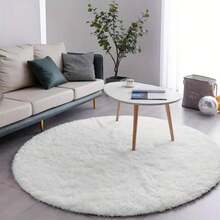 1pc Solid Color Round Plush Decorative Rug, Universal For All Seasons, Suitable For Home Decoration In Bedroom, Living Room, Dormitory, Children's Playroom
