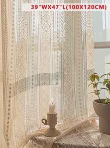 1pc French Retro Delicate Hollow-Out Sheer Curtain, Artistic Atmosphere, Translucent But Not See-Through, For Living Room, Balcony, Bay Window