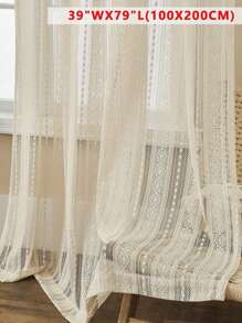 1pc French Retro Delicate Hollow-Out Sheer Curtain, Artistic Atmosphere, Translucent But Not See-Through, For Living Room, Balcony, Bay Window