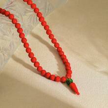 1 pieza Collar de Replica de ZAR con cuentas de vidrio rojas en forma de chile picante para primavera/verano