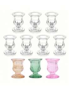 6 قطع حاملات شموع زجاجية متدرجة الشكل - مركزية مصقولة سميكة للأعراس والعشاء وديكور المنزل - ديكورات الحفلات، الشموع الصغيرة وهدايا حفلات الخطوبة والأعياد والتخرج