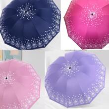 1pc Oversized 10-Rib Business Black Umbrella, Large Dual-Use Sunshade And Rainproof Umbrella, Windproof Folding Umbrella Summer Cooling,Beach,Travel