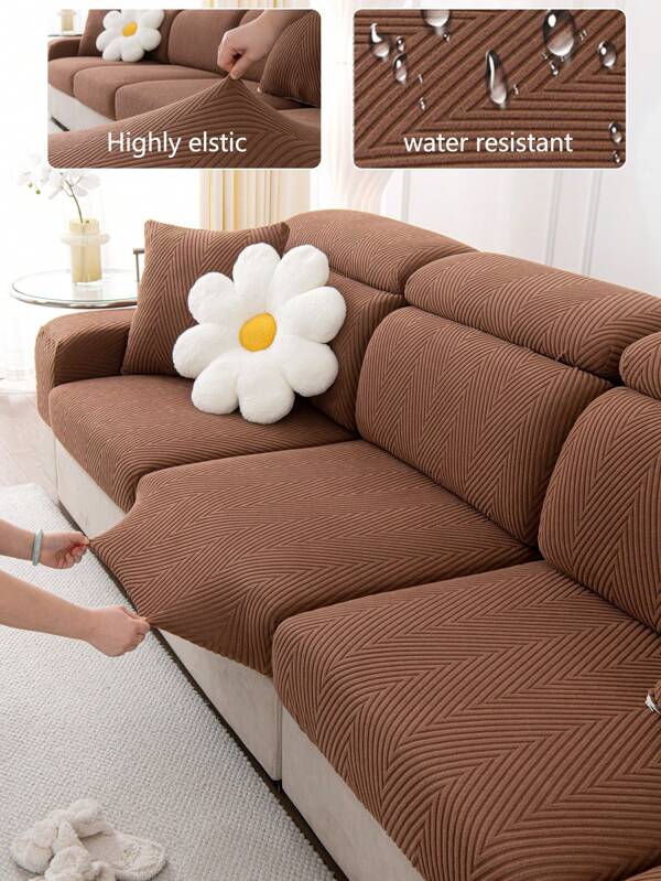1pc Stretch Sofa Cover, Non-Slip Full Coverage Sofa Seat Cover, All Season Universal Sofa Cushion Cover, Fabric Thickened Sofa Blanket, Machine Washable, Dust-Proof, Pet-Friendly, Protective Cover, Adjustable For Corner Sofa, Suitable For Bedroom, Office, Living Room, L-Shaped Sofa And 1/2/3/4 Seater