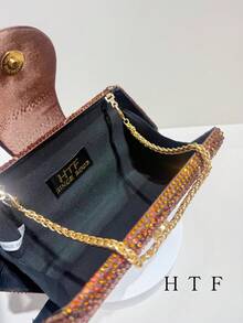 New Design Irregularity Shape Small Party Rhinestone Bag Ladies Clutch Long Chain Shoulder Bag High Quality Rhinestone Bags Crystal Women'S Bag Fashionable Party Bag - Coffee Brown - View 7