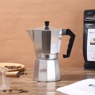1pc Moka Pot, Manual Espresso Coffee Maker, Aluminum Coffee Stovetop Percolator, Choose From 1-Cup/2-Cup/3-Cup/6-Cup/9-Cup/12-Cup Back To School