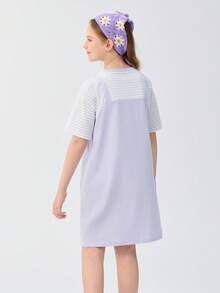 Balabala Camisón de algodón para niñas, ropa de dormir suave y cómoda para verano - Tono morado - Ver 3