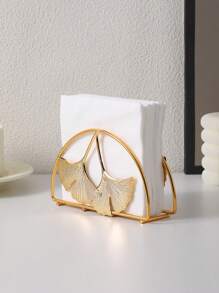 1 Stück eleganter, minimalistischer Tissue-Box-Halter aus Eisen und Edelstahl mit Ginkgo-Blatt-Design, dekoratives Accessoire für Esszimmer, Couchtisch, geeignet für Zeremonien und Hochzeitsdekoration, perfektes Urlaubsgeschenk, Hotel-/Café-Servietten-Spender