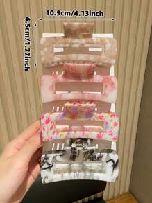 4pcs Women's High-End Elegant Ombre Texture Square Hair Claw Clips, Suitable For Daily Use For Thick Hair Updo Hair Jaw Clip Hair Clamps Hair Clutch Hair Catcher Clip Fall Winter Hair Clip Hair Accessories For Women For Vacation Outfits Woman