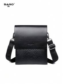 saroxi 1pc Fashion New Men Shoulder Bag Crossbody Bag Multi-Layer Lightweight High-End Black Outdoor Men Messenger Bag Side Pocket Square Bag Multi-Function Suitable For Commuting PU Leather Casual Black Brown Bag, Gift For Boyfriend - Black - View 6