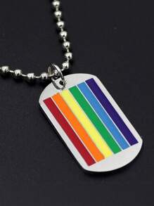 MONALLY Modische Accessoires im Hip-Hop-Stil zum Pride Month, Regenbogenanhänger-Halskette mit Kugel-Kette aus Edelstahl in den Farben der Schwulen- und Lesben-Flagge, Sommergeschenk für Partys