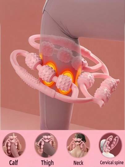 Yoga Massage Roller Anti-Cellulite Massager With 9 Massage Ring Roller Leg Exerciser Wheels For Deep Muscle Relaxation, Leg Slimming, Yoga, Calf Massager - Fascia Massage Roller Gym Accessories, Sport, Gym, Home Exercise, Massager, Massage