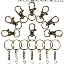 24/45pcs Rotating Spring Hooks Set, Detachable Keychain With Chain And Jump Ring, Bulk, Suitable For Keychains, Lanyards, DIY Crafts, Durable Material, Suitable For Home Use