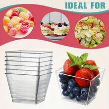 50pcs/100pcs Transparent Plastic Dessert Cups, Mousse Cups, Appetizer Cups For Cakes, Sweets, Party, Wedding, Catering