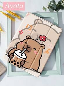 Ayotu Capybara iPad 保护壳带笔架 - 兼容 iPad 11 英寸（A16 第 11 代 2025）、10.2 英寸（2021/2020 第 9/8 代）和 Galaxy Tab A8 10.5 英寸（2022）| 自动睡眠/唤醒 | 极简平板电脑保护套