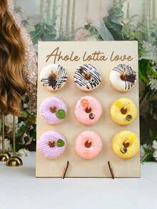 1 件个性化中式甜甜圈展示架，婚礼、派对蛋糕架，定制您的名字蛋糕装饰，适用于婚礼、派对、乔迁派对装饰 - 米色 - 查看 2