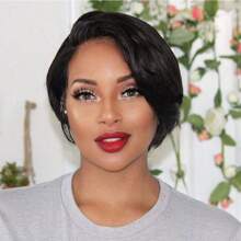 Pixie Cut Wigs Human Hair 13x4 Short Pixie Cut Lace Front Wig For Women Transparent Frontal Wig Layered Straight Bob Glueless Wigs Pre Plucked With Baby Hair Brazilian Virgin Hair