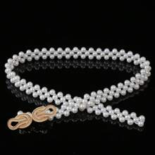 1 Stück elastischer Gummikordel geknoteter Bauchgürtel mit Metall- und Strass-Schnalle, Perlen-Dekor, verstellbare Länge für den täglichen Gebrauch, Halloween