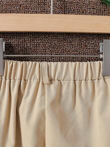 Boys' Casual Solid Color Pants, Comfortable And Fashionable, Suitable For Daily Outings, School, Parties And Vacations As A Gift - Khaki - View 6