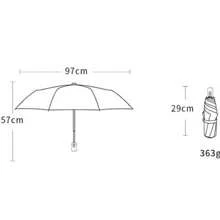 1 buc Umbrelă cu trei orificii cu 8 oase UPF50+, verde și dungi, unisex, rezistentă la vânt și la ploaie, stil britanic retro, deschidere/închidere automată, potrivită pentru zilele însorite și ploioase