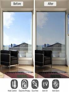 1Roll Window Film Tint Daytime Pirivacy Mirror Glass Self-Adhesive Sun Blocking Heat Control Anti Uv DIY For Home Office Silver - Multicolor - View 1