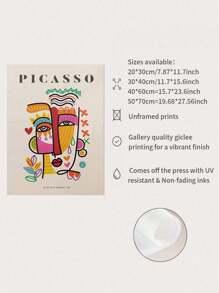 1PC Picasso Exhibition Wall Art Print, Neutral Beige Abstract Vintage Minimalist Gift Idea, Famous Artist Print,Gallery Wall Home Decor, Fashionable Wall Decor For Living Room, Bedroom, Dorm, Apartment, Dining Room, Kitchen And Other Modern Home Decor, Unframed