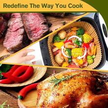 NetHong 100PCS Air Fryer Liners Disposable Paper Non Stick Parchment Rectangle Baking UK - Khaki-square - View 3