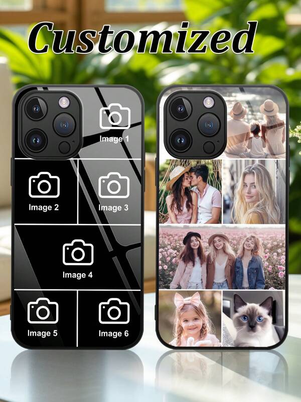 1 aanpasbare 6-delige telefoonhoes met foto van glas met hoge resolutie voor gezinnen/koppels/vrienden/kinderen, compatibel met Apple 16Promax/16Plus/16Pro/16/11/11Pro/11Promax/12/12Pro/12Mini/12Promax/13/13Pro/13Promax/13Mini/14/14Plus/14Pro/14Promax/15/15Plus/15Pro/15Pro/7/8Plus/Xr/Xs Max/X, geschikt voor cadeaus/bijeenkomsten