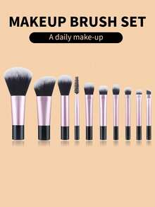 10pcs Classic Black Multi-Function Makeup Brush Set, Portable Beginner Travel Essential,Brush Set,Makeup Brush Kit,Make Up Brush Set,Make Up Set Complete,Makeup Brush Set,Complete Makeup Kit,Brush Kit,Brushes Makeup Set,Makeup Gift Set,Set - Multicolor - View 1