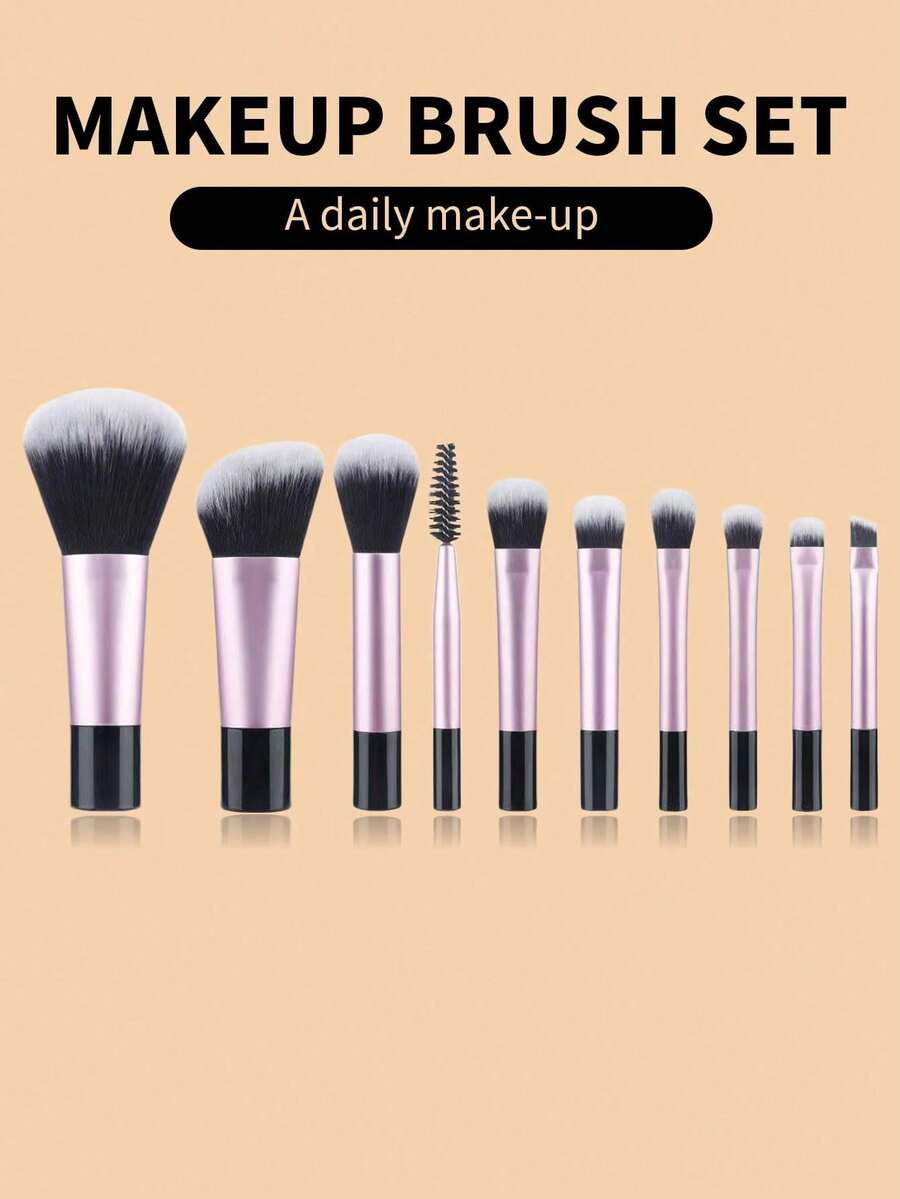 10pcs Classic Black Multi-Function Makeup Brush Set, Portable Beginner Travel Essential,Brush Set,Makeup Brush Kit,Make Up Brush Set,Make Up Set Complete,Makeup Brush Set,Complete Makeup Kit,Brush Kit,Brushes Makeup Set,Makeup Gift Set,Set - Multicolor - View 1