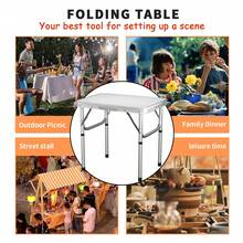 Vandise Compact Foldable TV Tray Table With 2 Adjustable Heights - Lightweight Aluminum Portable Coffee Side Desk 60x45cm - Multi-Functional Table For Beach, Outdoor, Office - Space Saving Foldable Design With Carry Handle - White - View 6