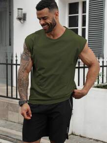 T-shirt mode homme, débardeur col rond décontracté pour extérieur et trajets, été