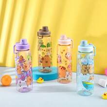 1 sticlă de apă portabilă cu design Capybara, 1000 ml/32 oz, reutilizabilă, cu capacitate mare, pentru băut direct, pentru activități în aer liber, sport, fitness, birou, picnic, camping, călătorii, ziua de naștere, cadou de aniversare