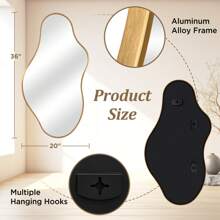 Modern Asymmetrical Wall Mirror, Asymmetrical Decoration, Abstract Aviation Anti-Breakage Aluminum Alloy Frame Wall Mirror, Living Room, Bathroom, Bedroom, Wardrobe Room, Entrance Passage Decorative Wave Mirror Home Decor Back To School Room Decor School Supplies