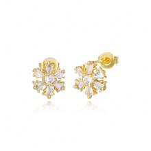 TUANZISP 22pcs Set Women's Gold Plated Copper Stud Earrings With Zirconia, Butterfly, Heart, Star, Crown, Snowflake, Geometric Designs, Versatile Fashion Jewelry, Elegant Vintage Luxury Gift For Women
